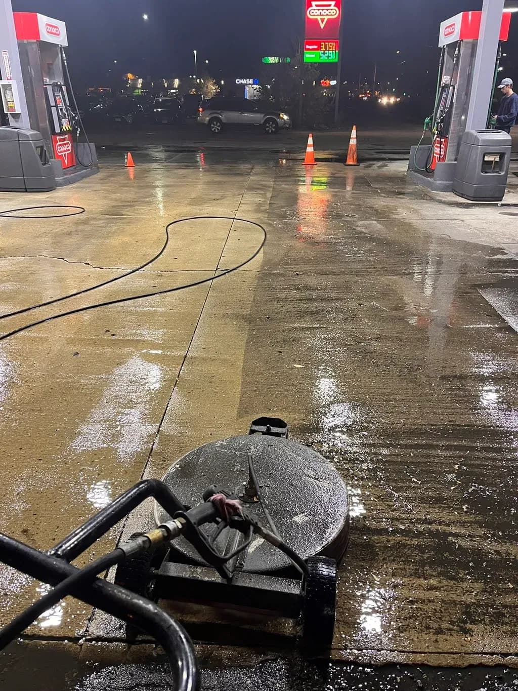 Full Throttle Power Washing at work at night